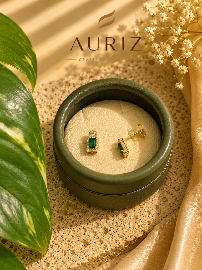 Earring – Green Stone Accent (Small)