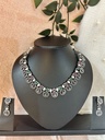 Black Metal Necklace with Mixed Kundan