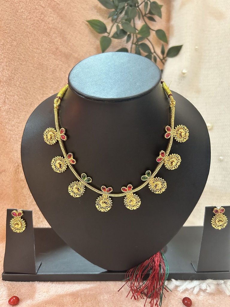 Golden Kundan Peacock Necklace