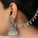 Black Metal Earring & Maang Teeka