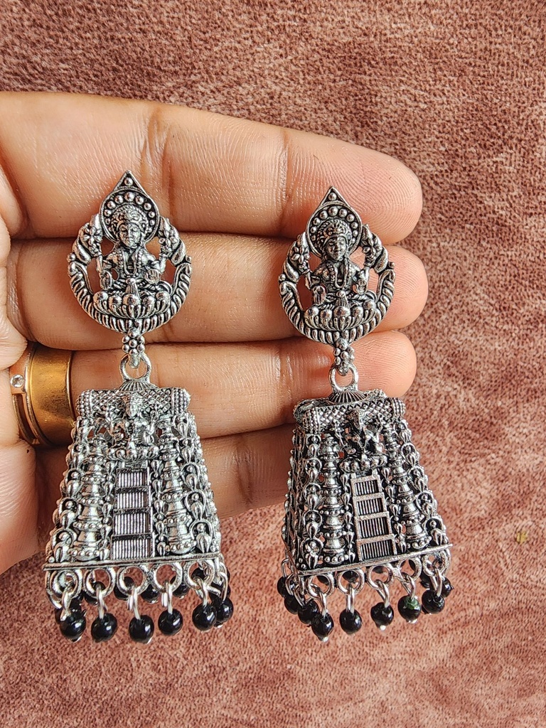 Temple Earring – Black Stone Design
