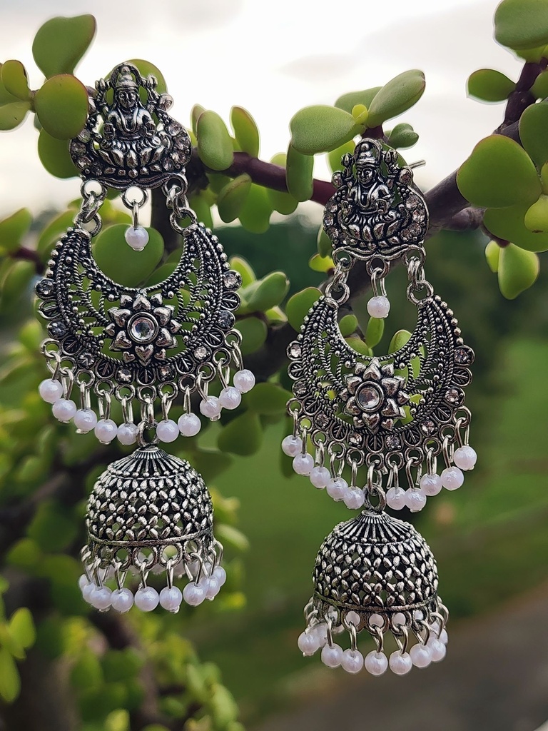 Silver-Plated Chandbalis with Pearl