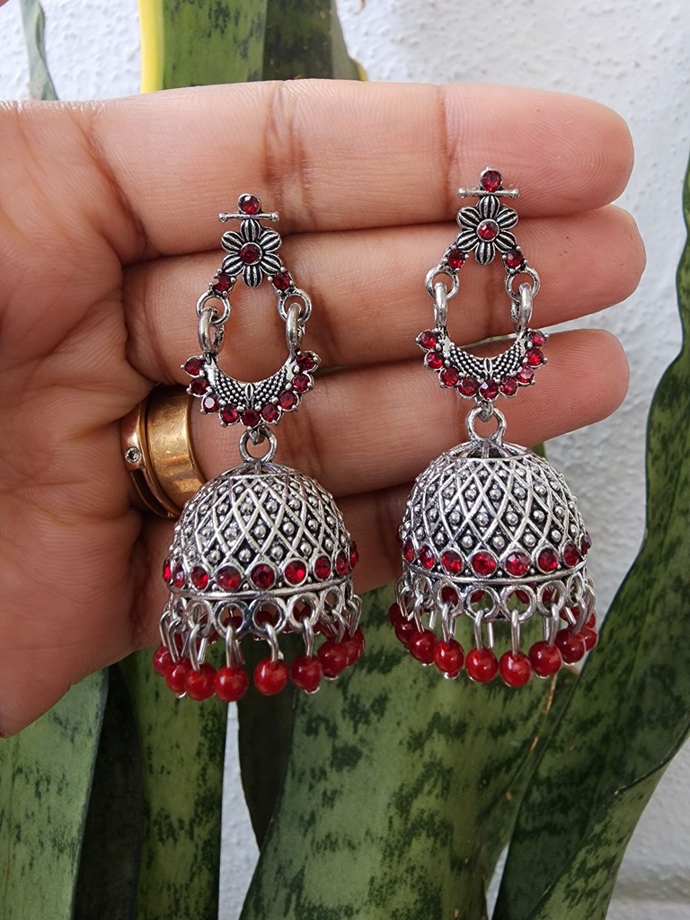 Exotic Silver Oxide Jumka Earring