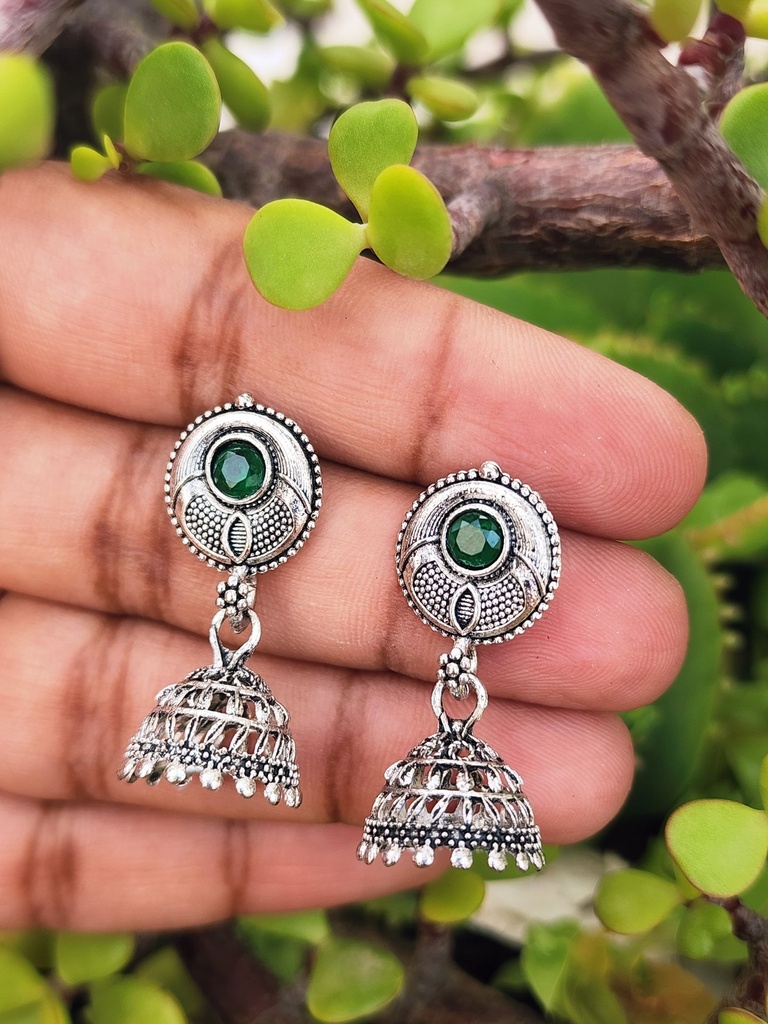 Exotic Oxidized Green Jumka Earring