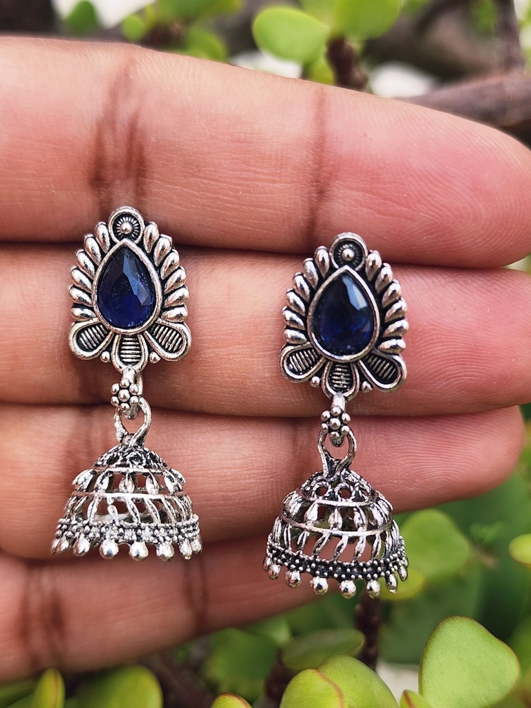 Navy Blue Tilak Jumka Earring