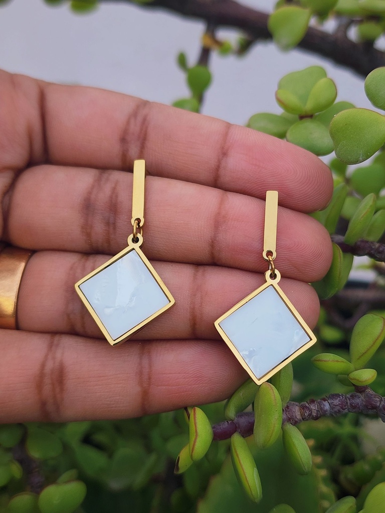 Exotic Square Acrylic Gold Earring