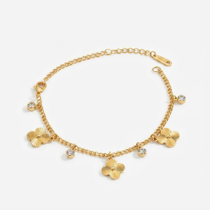 [AZ-B001] Exotic Floral Gold Bracelet
