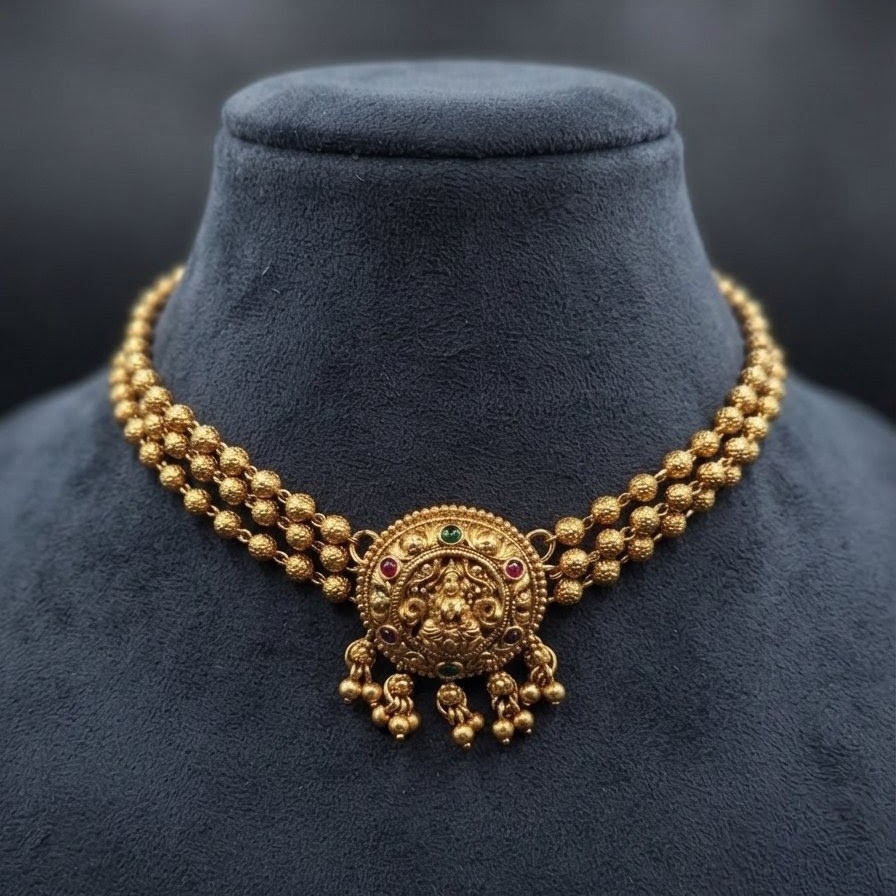 [AZ-CN019] Antique Lakshmi Gold Choker